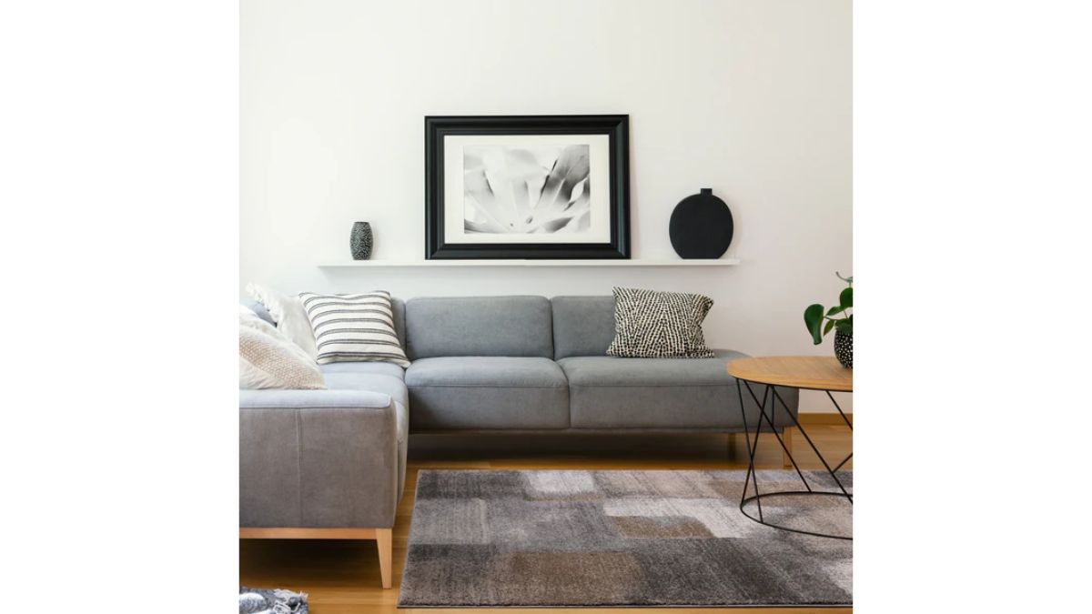 Breeze Blue Grey Simple Patches Rug