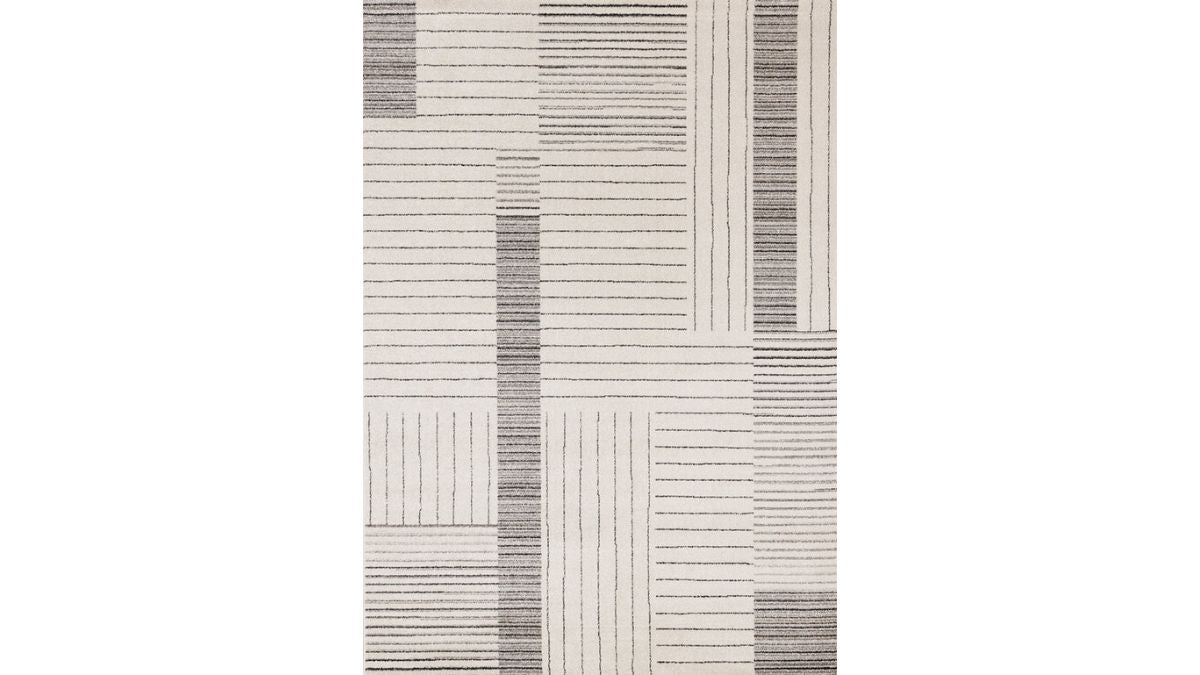 Mae White Black Intricate Line Design Rug
