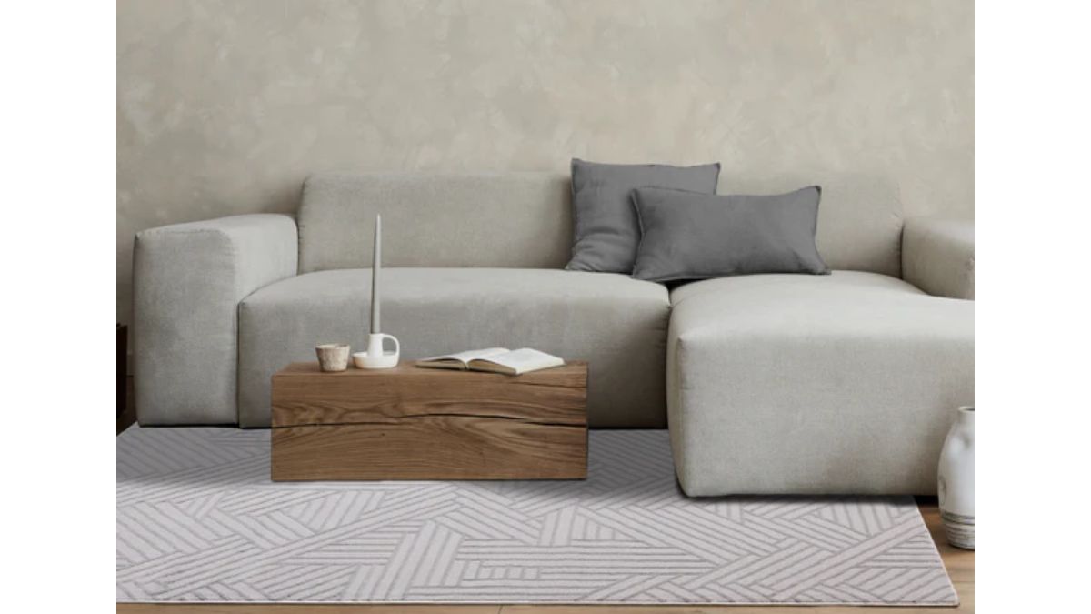 Ellington Grey Abstract Herringbone Design Rug