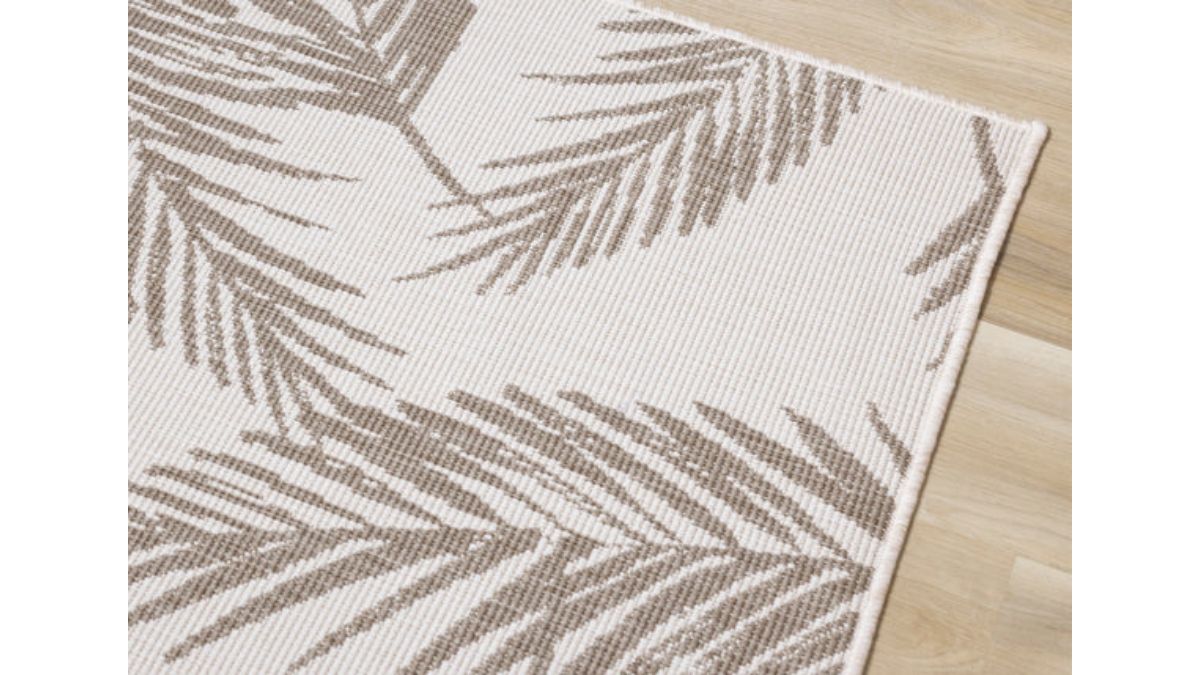 Bristol Beige Cream Leaf Motif Reversible Rug