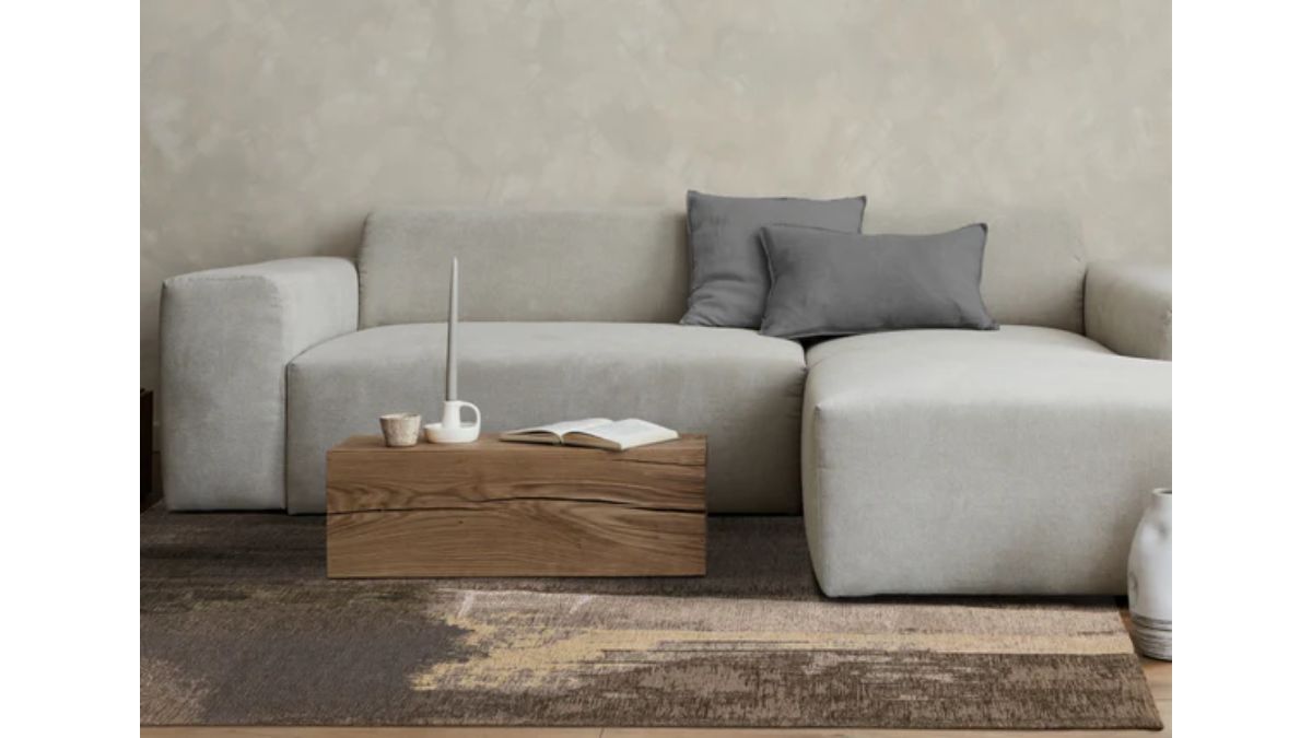 Cathedral Brown Black Green Distressed Brush Strokes Rug