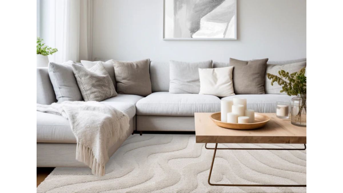 Luxe White Curvy Lines Rug