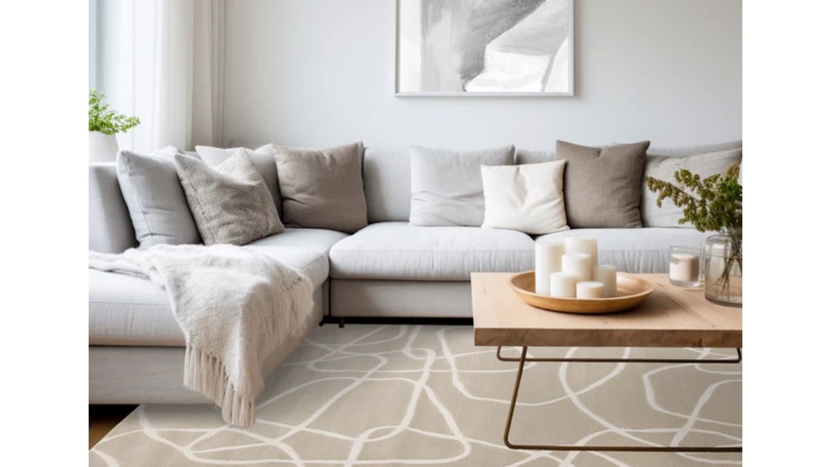 Leo Beige Cream Organic Line Design Rug