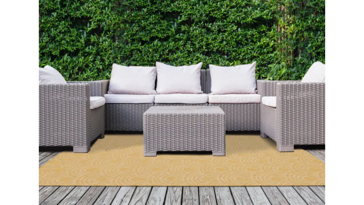 Bristol Reversible Yellow Taupe Rainbow Arch Pattern Rug