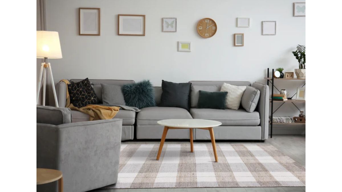Aspen Beige Muted Plaid Woven Rug