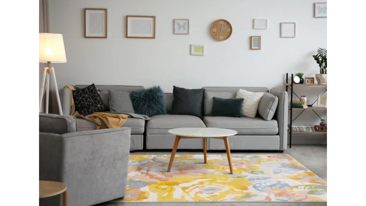 Belle Yellow Blue Pink Floral Rug