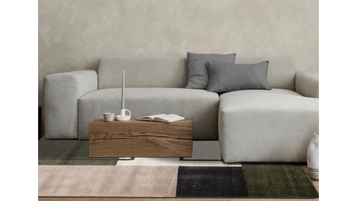 Malibu Green Grey White Modern Geometric Design Rug