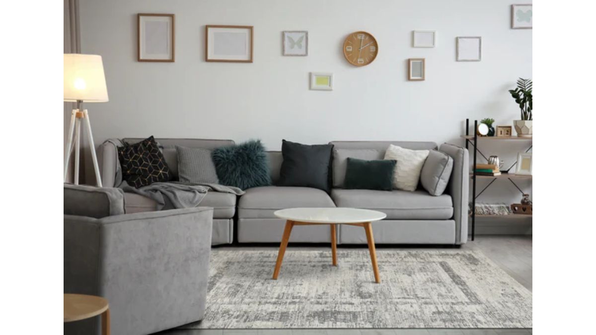 Cathedral Grey Faded Borders Rug