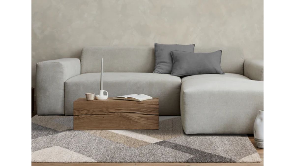 Marquis Grey White Beige Abstract Geometric Rug