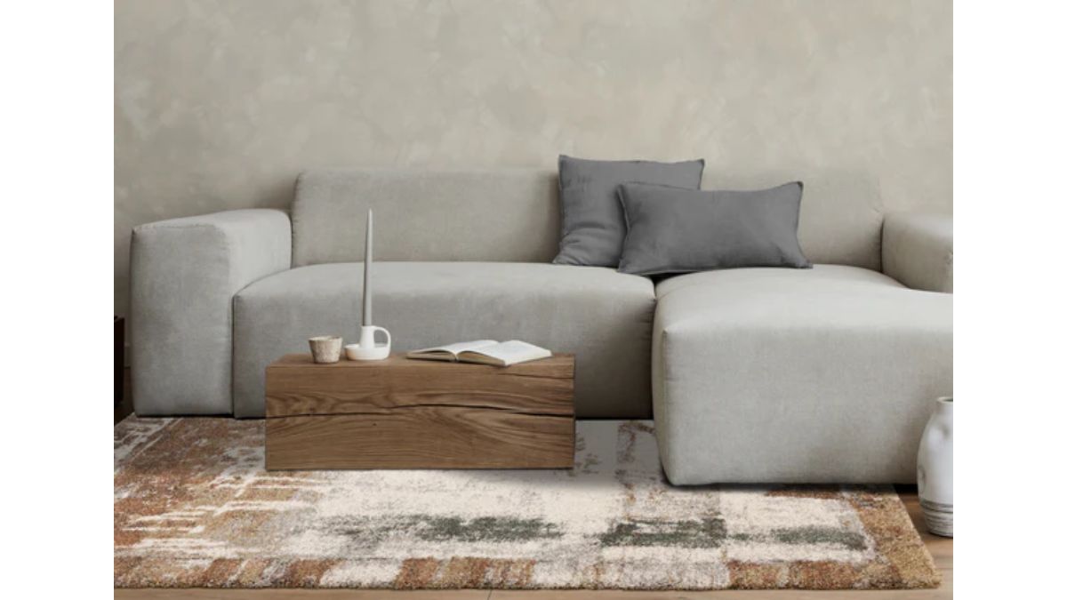 Marquis Orange White Beige Green Organic Distressed Design Rug