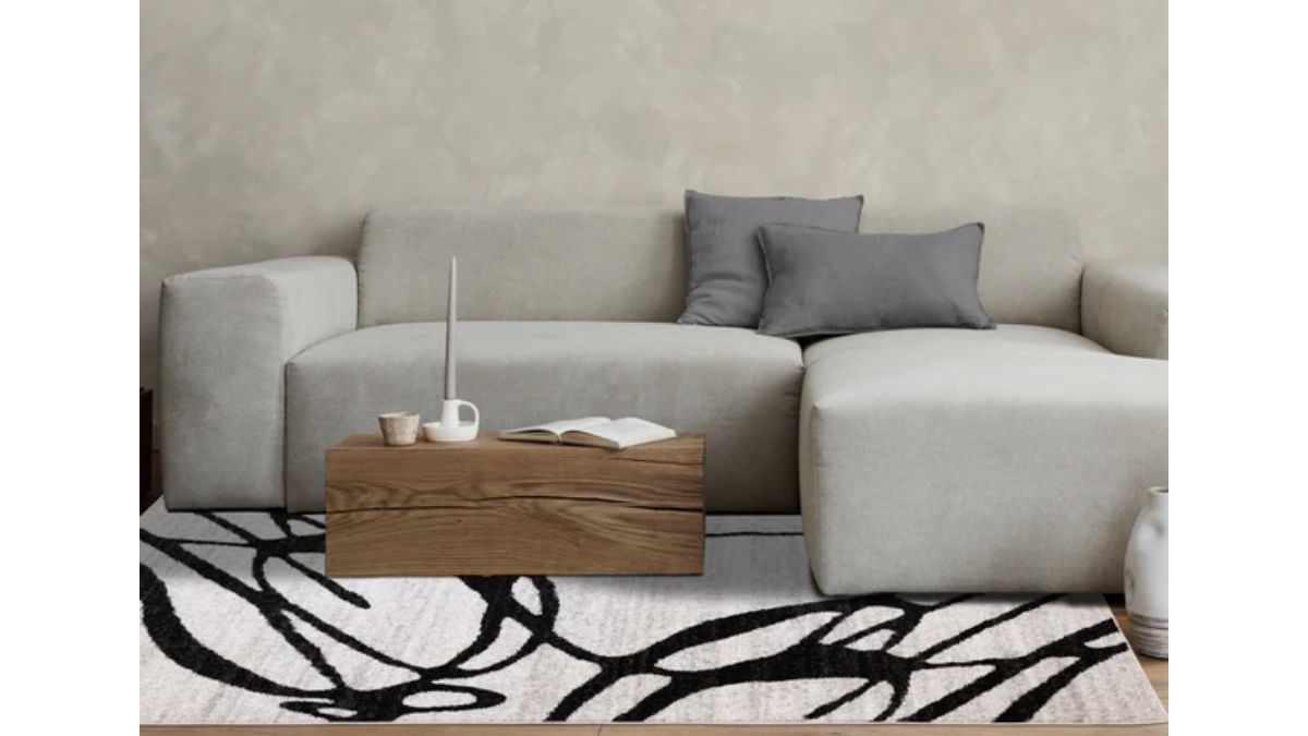Eclipse Grey Black Drizzle Swirl Rug