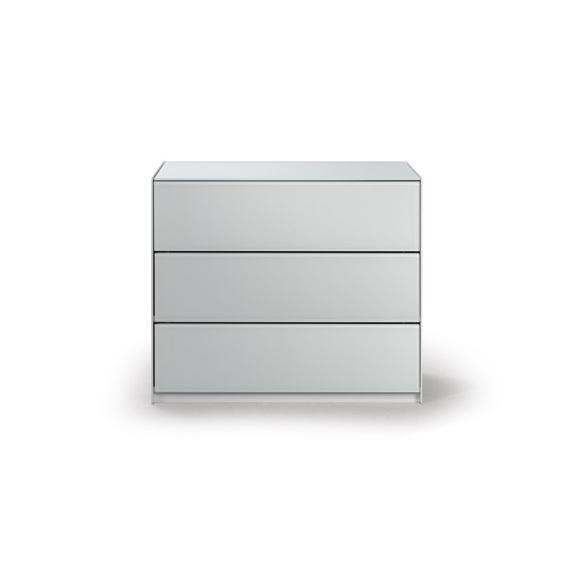 Trica Furniture Absolute 3-Drawer Chest Absolute 3 Drawer Chest - Brushed Steel and Neige Glass IMAGE 1