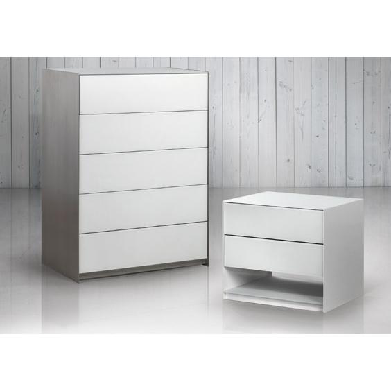 Trica Furniture Absolute 2-Drawer Nightstand Absolute 25" 2 Drawer Nightstand - Glossy White and Neige Glass IMAGE 2