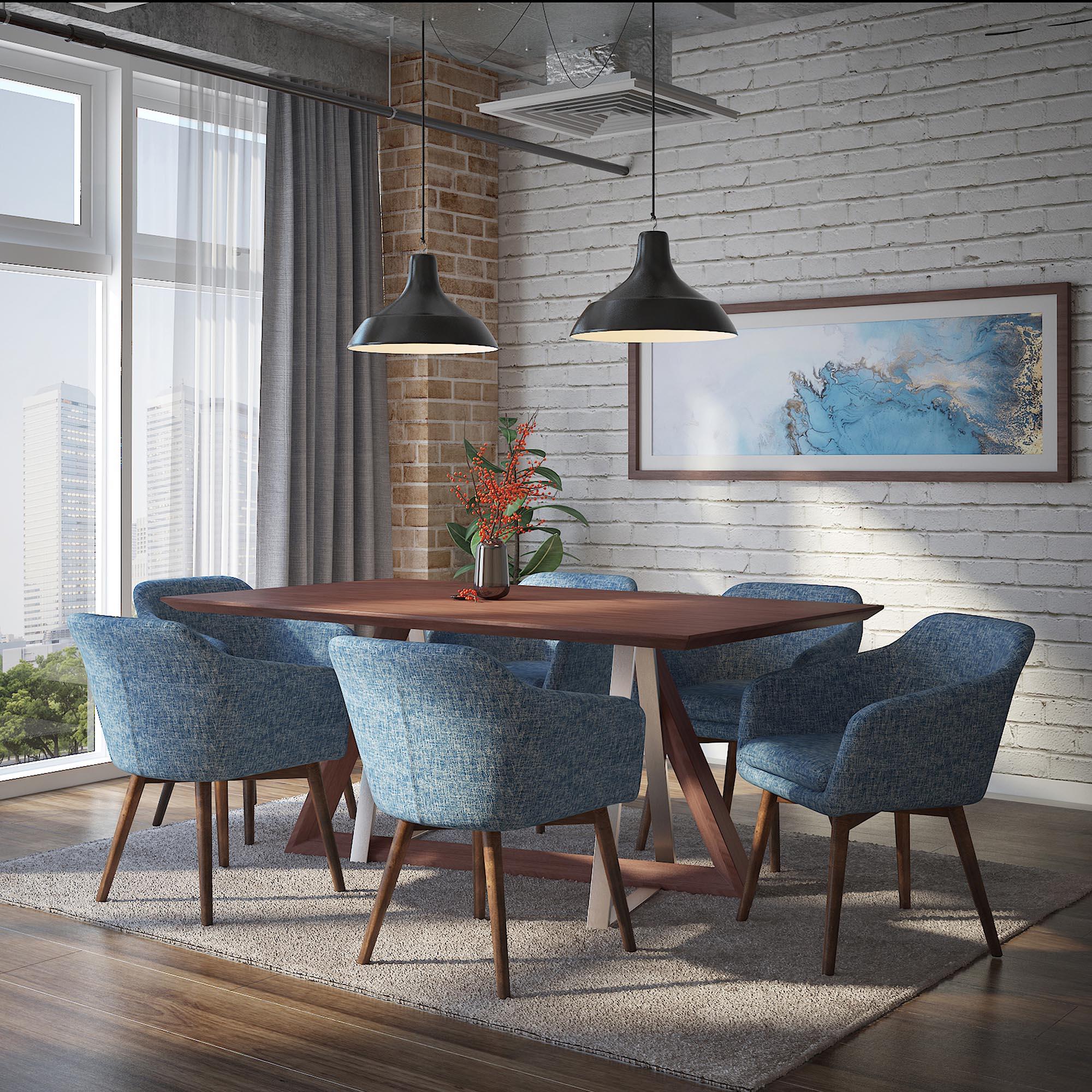!nspire Drake 201-219WAL Rectangular Dining Table - Walnut IMAGE 6