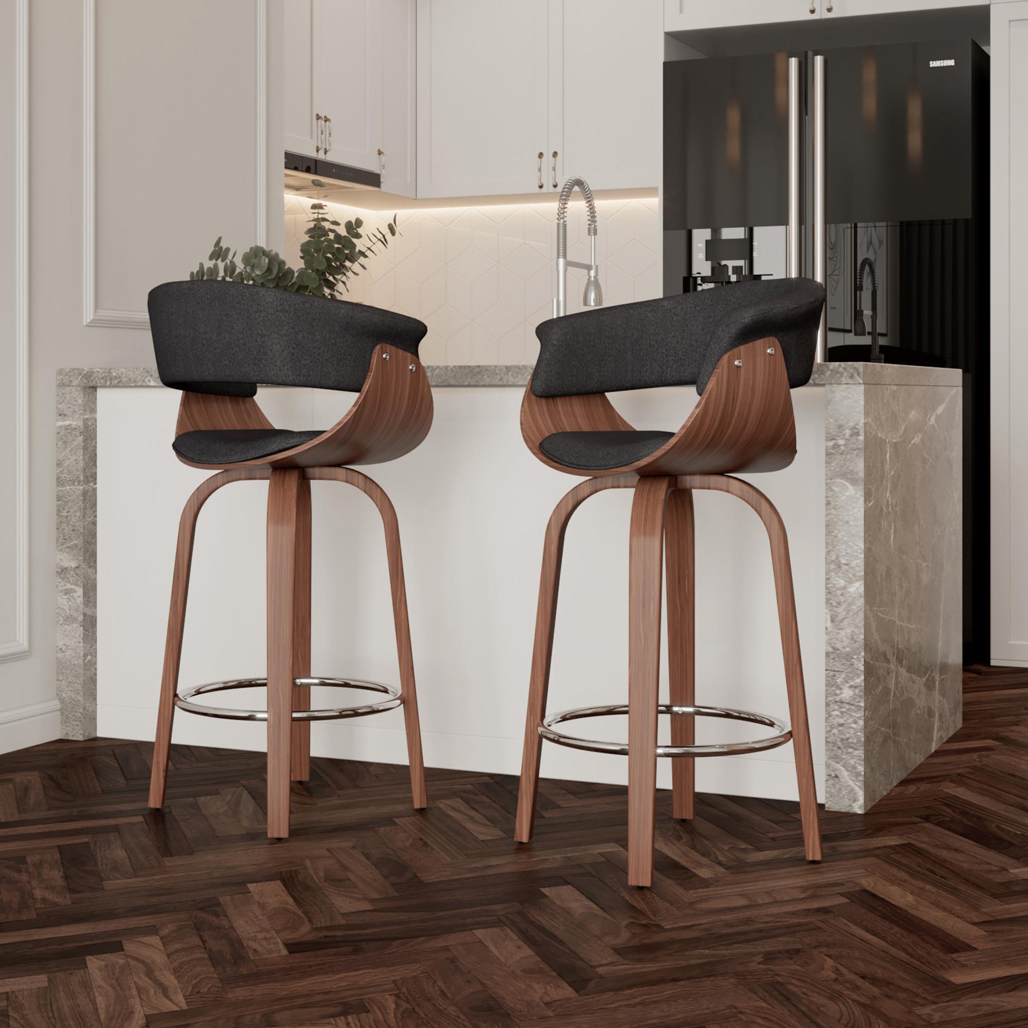 !nspire Holt 203-981CH 26" Counter Stool - Charcoal and Walnut IMAGE 2