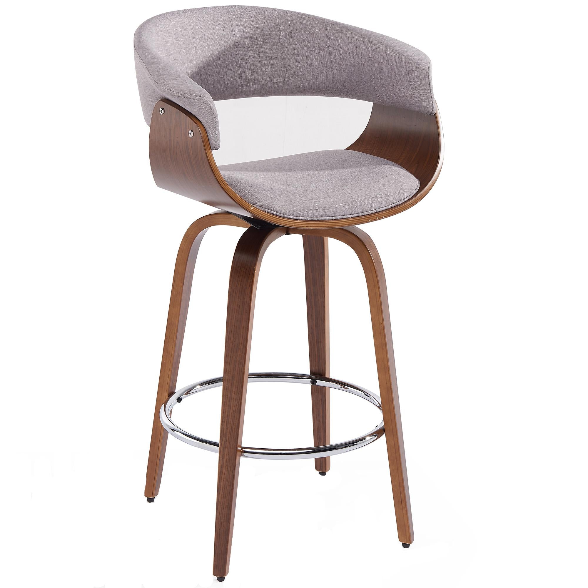 !nspire Holt 203-981GY 26" Counter Stool - Grey and Walnut IMAGE 1