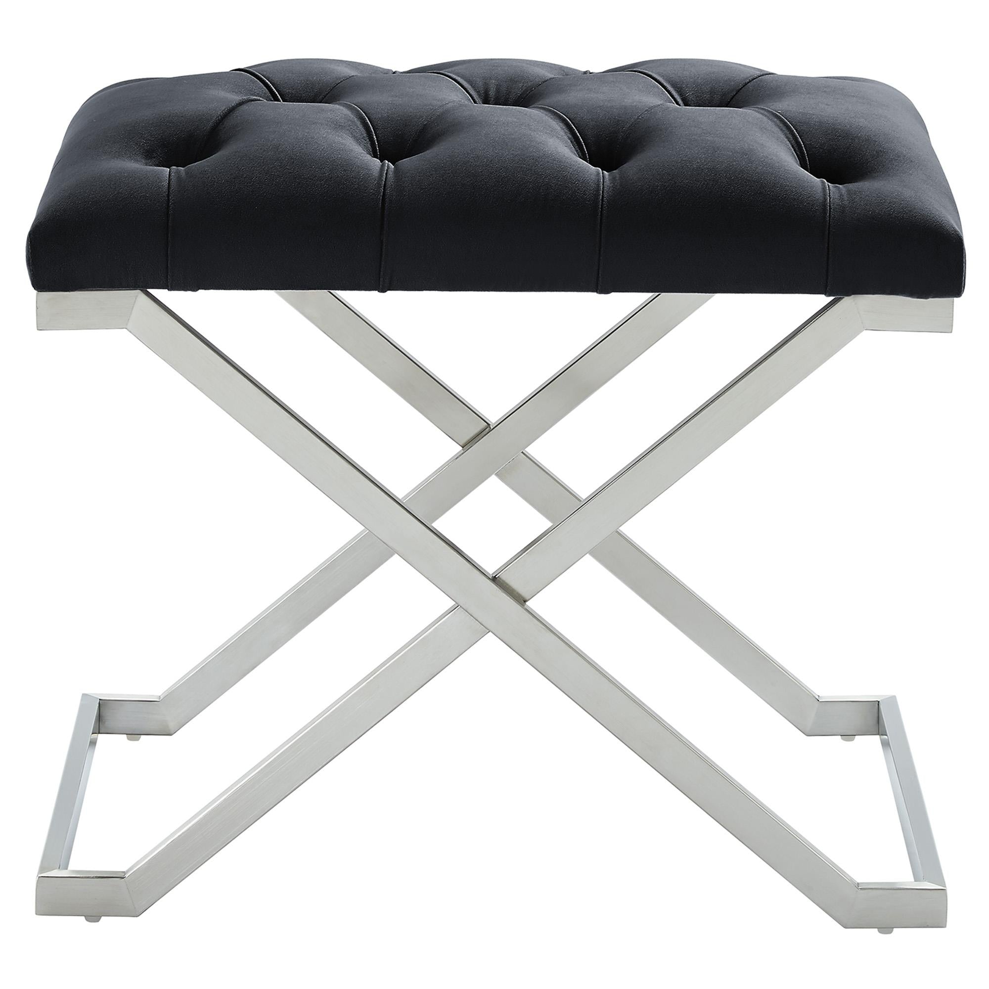 !nspire Aldo 401-103BK Bench - Black and Silver IMAGE 1