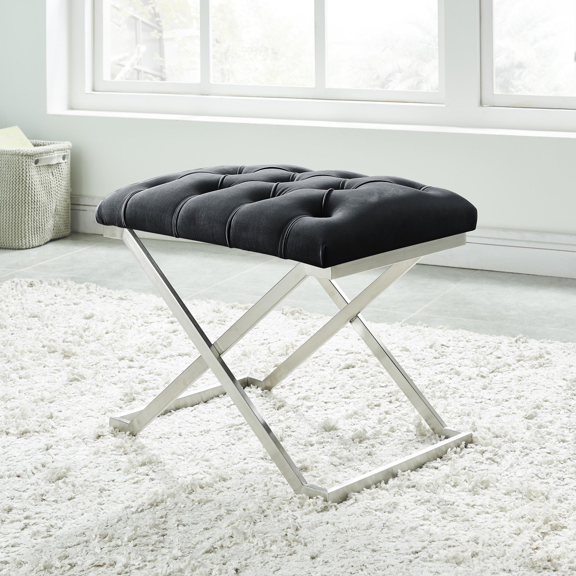 !nspire Aldo 401-103BK Bench - Black and Silver IMAGE 2
