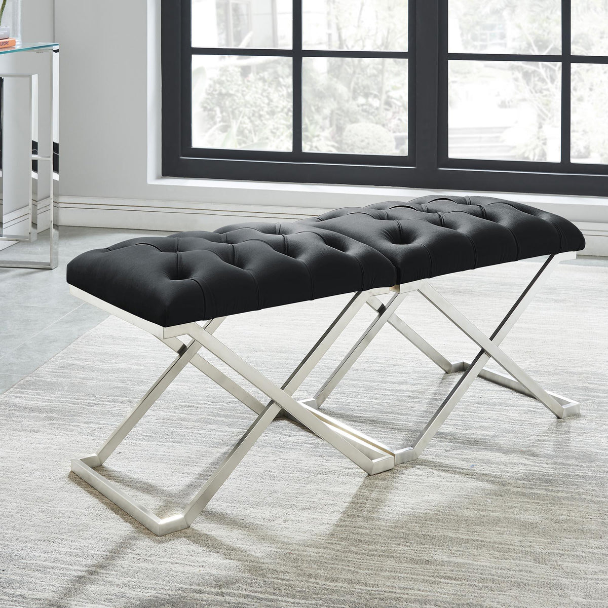 !nspire Aldo 401-103BK Bench - Black and Silver IMAGE 4