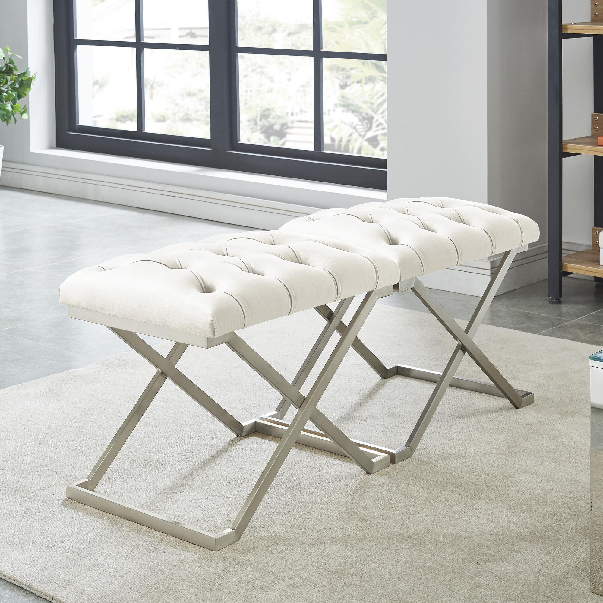 !nspire Aldo 401-103IV Bench - Ivory and Silver IMAGE 4