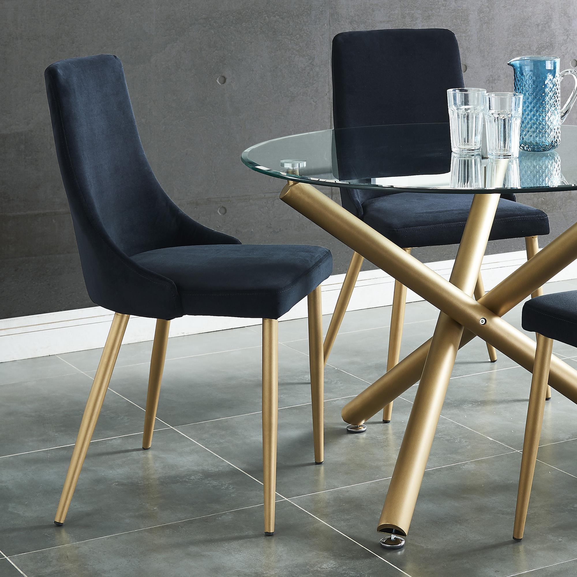 !nspire Carmilla 202-353BK Dining Chair - Black and Aged Gold IMAGE 2