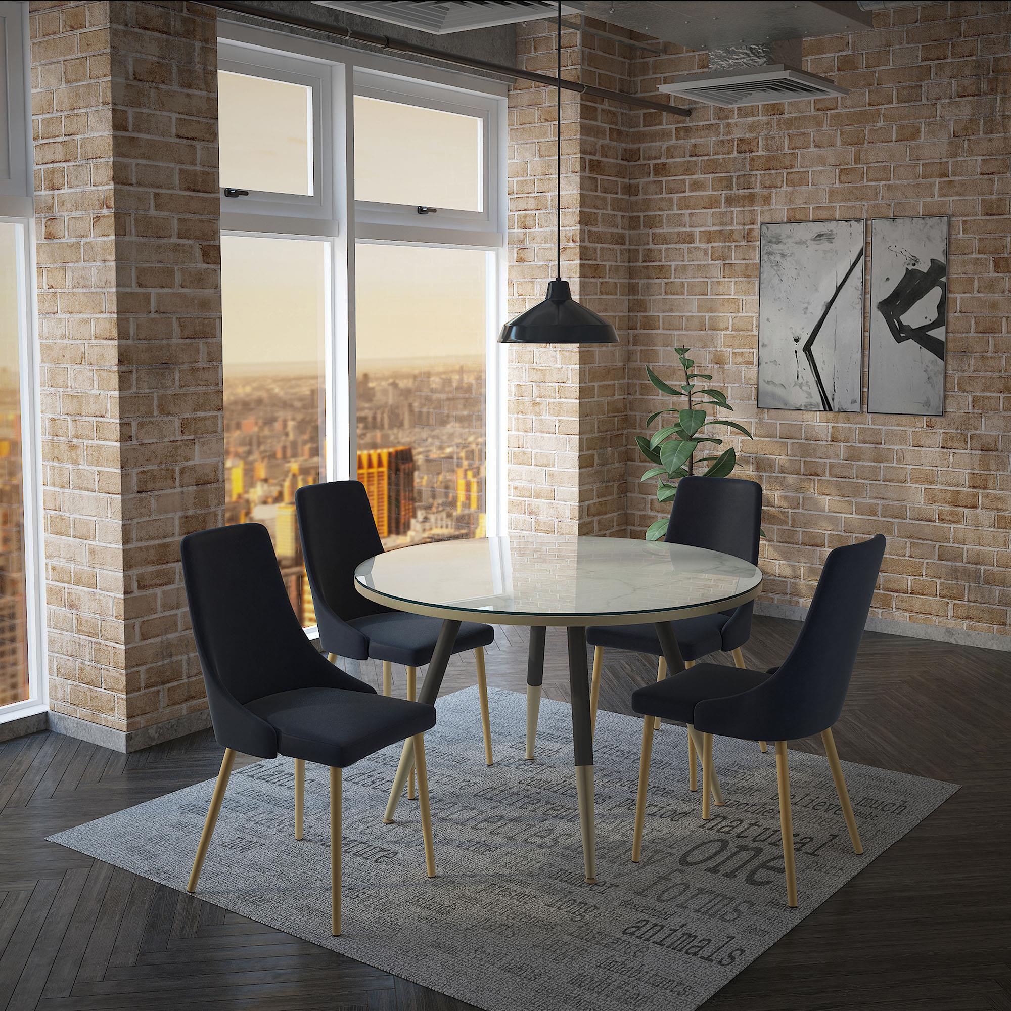 !nspire Carmilla 202-353BK Dining Chair - Black and Aged Gold IMAGE 5