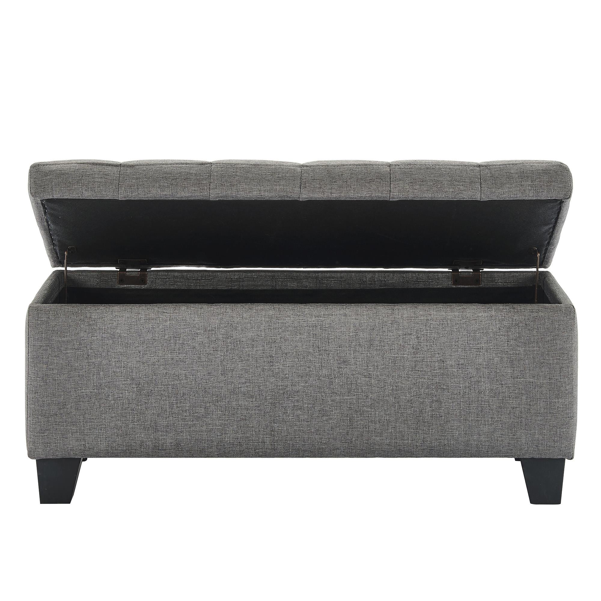Worldwide Home Furnishings Lila 402-777GY Rectangular Storage Ottoman Bench - Grey IMAGE 3