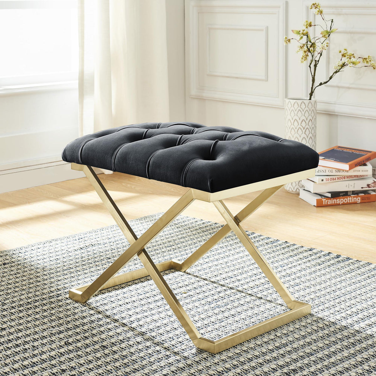 !nspire Rada 401-404BK Bench - Black and Gold IMAGE 2