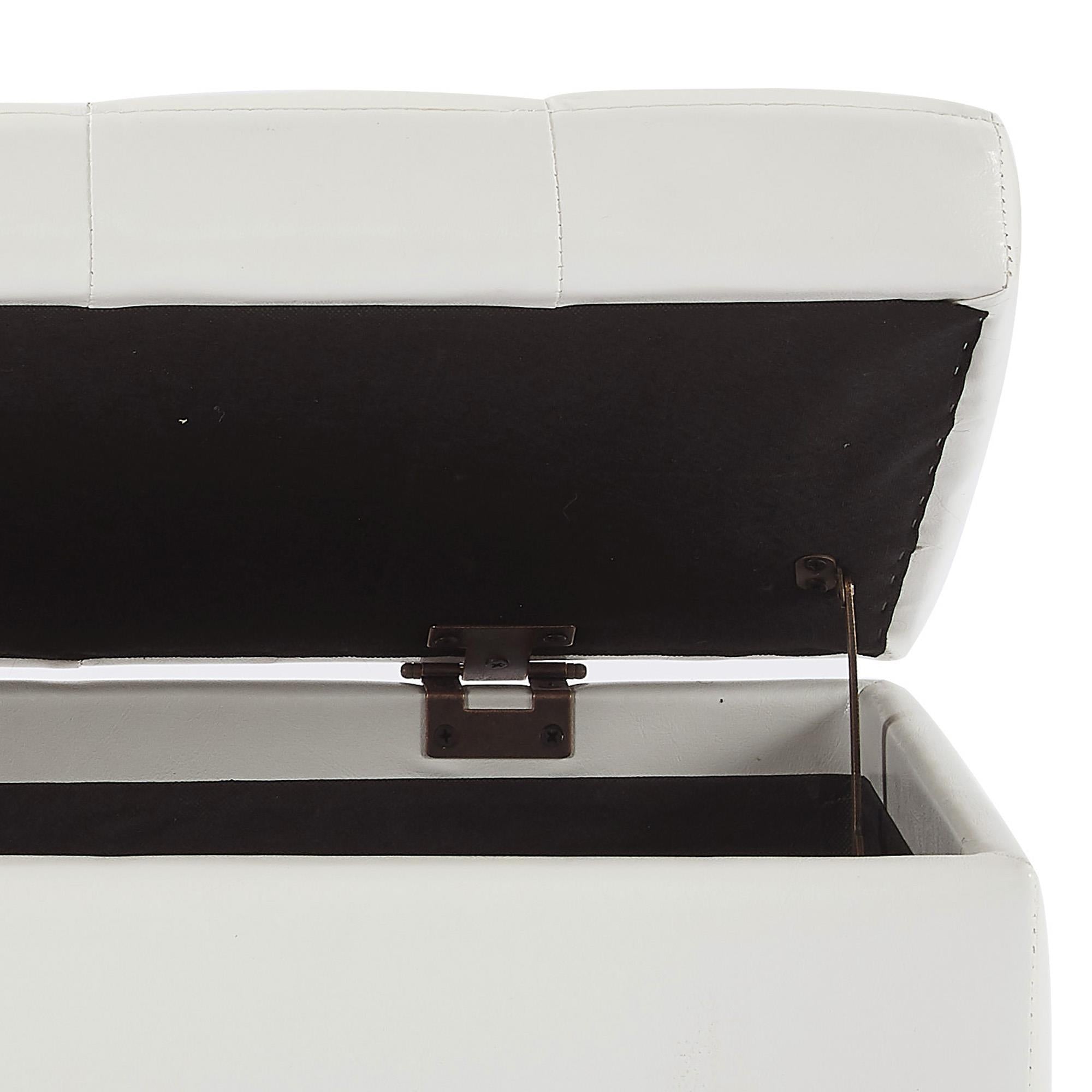 Worldwide Home Furnishings Winston 402-257WT Rectangular Storage Ottoman Bench - White IMAGE 5