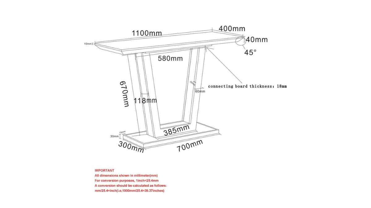 WORLDWIDE HOME FURNISHINGS FORNA CONSOLE TABLE
