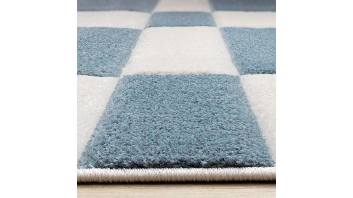 Folio Blue White Banded Rectangle Pattern Rug