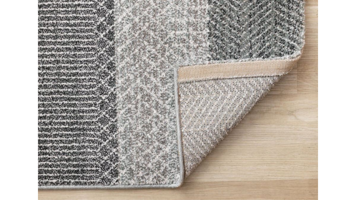 Mae Grey White Taupe Banded Pattern Rug