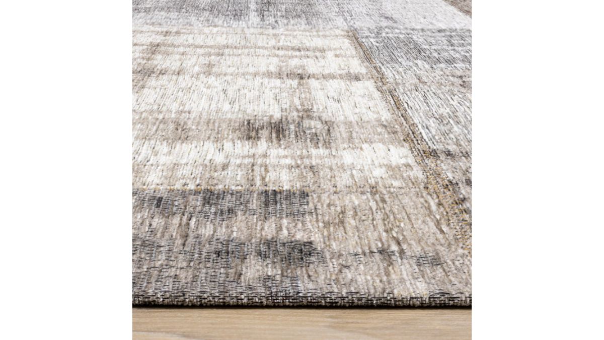 Cathedral Grey Cream Distressed Patchwork Rug