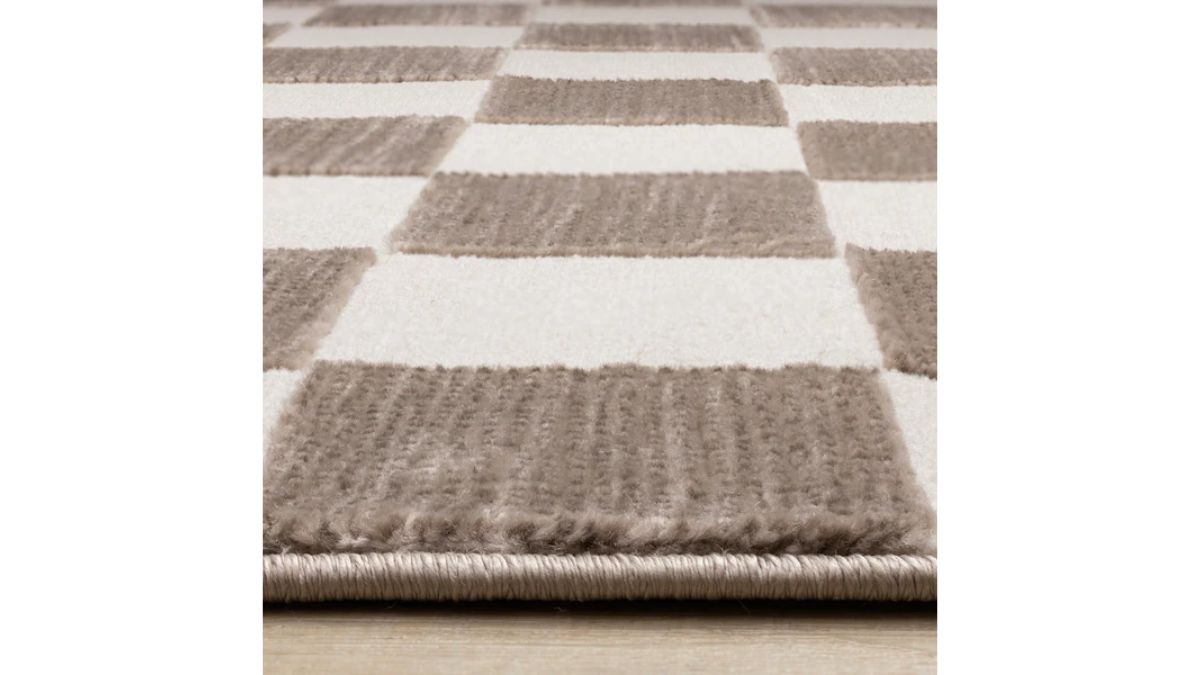 Leo Brown White Checkers Rug