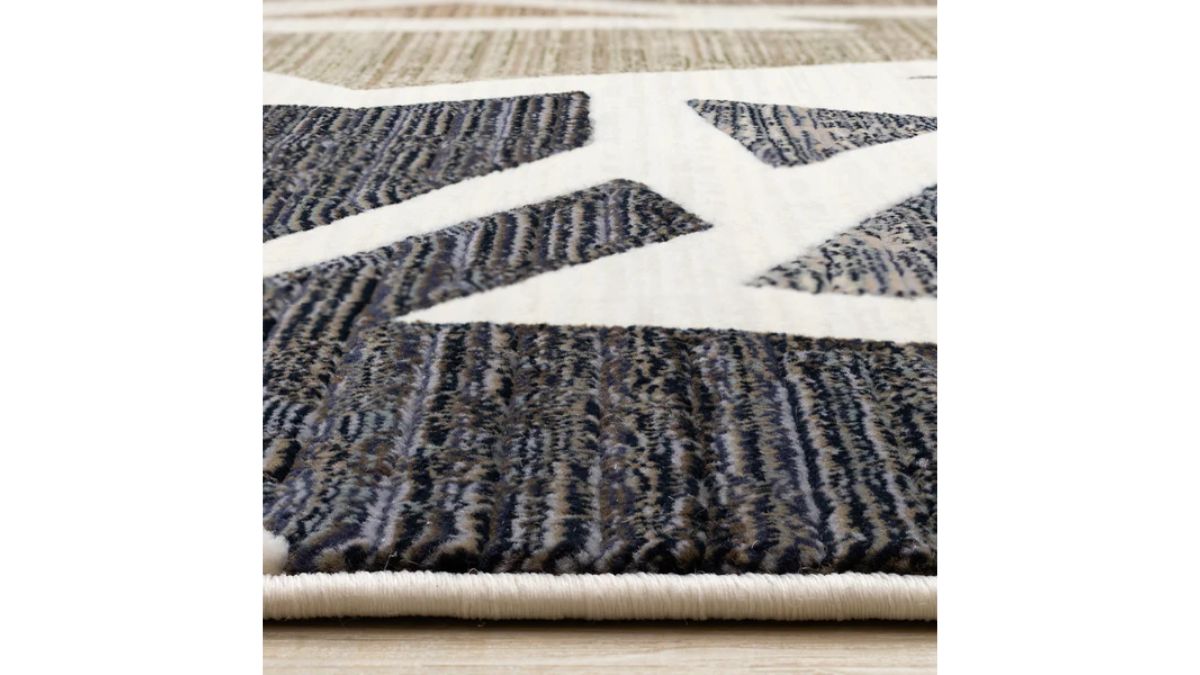 Samira Cream Blue Red Shattered Glass Design Rug