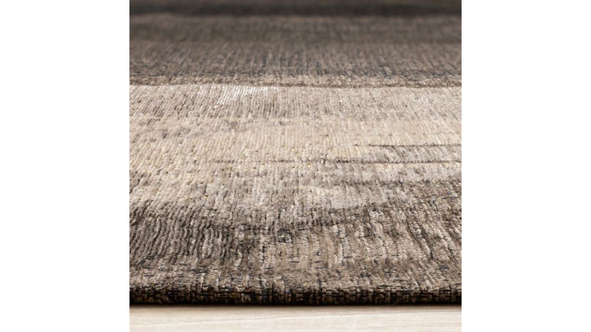 Cathedral Brown Black Green Distressed Brush Strokes Rug