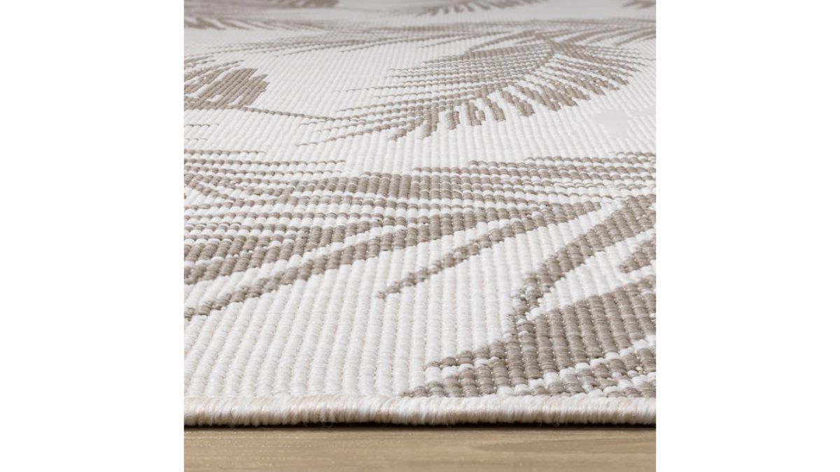 Bristol Beige Cream Leaf Motif Reversible Rug
