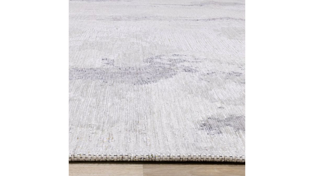 Cathedral Cream Grey Marble Pattern Chenille Rug