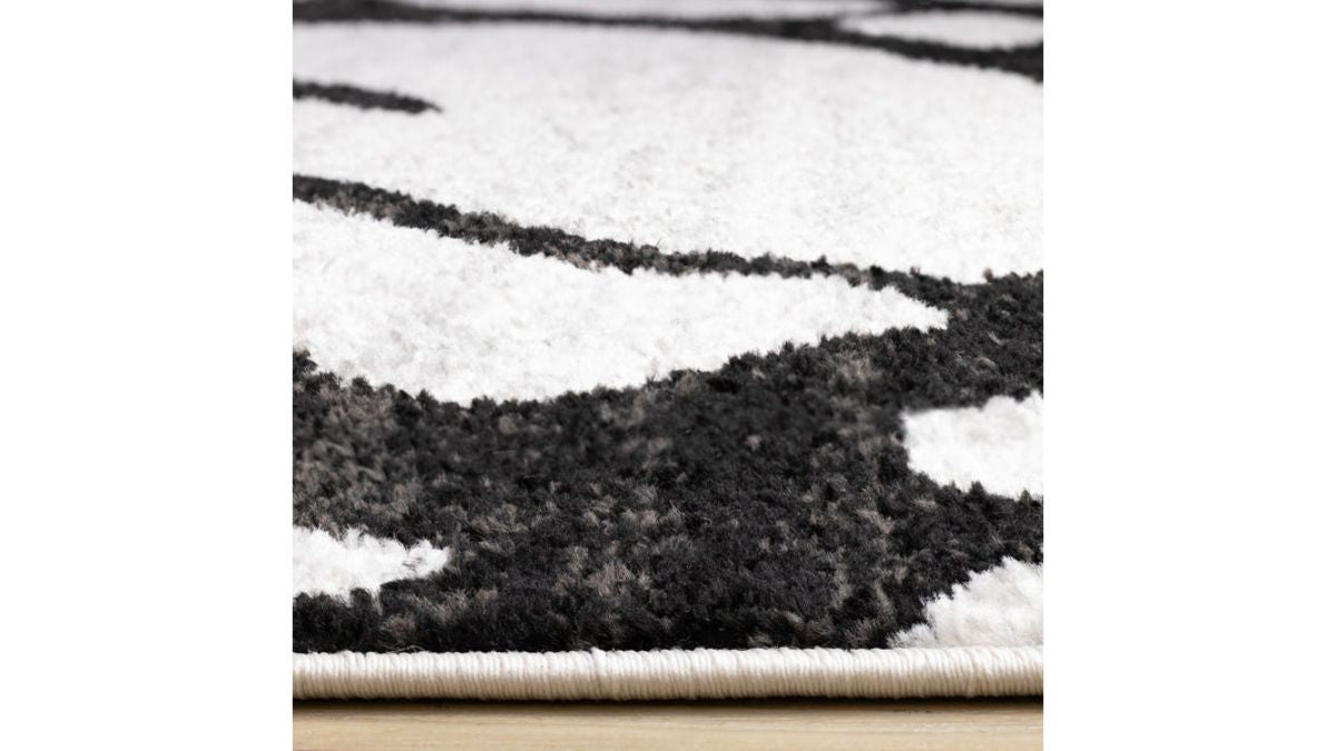 Eclipse Grey Black Drizzle Swirl Rug