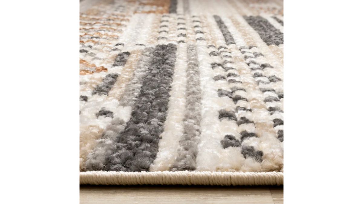 Nala Cream Grey Oxblood Striped Rows Southwestern Pattern Rug