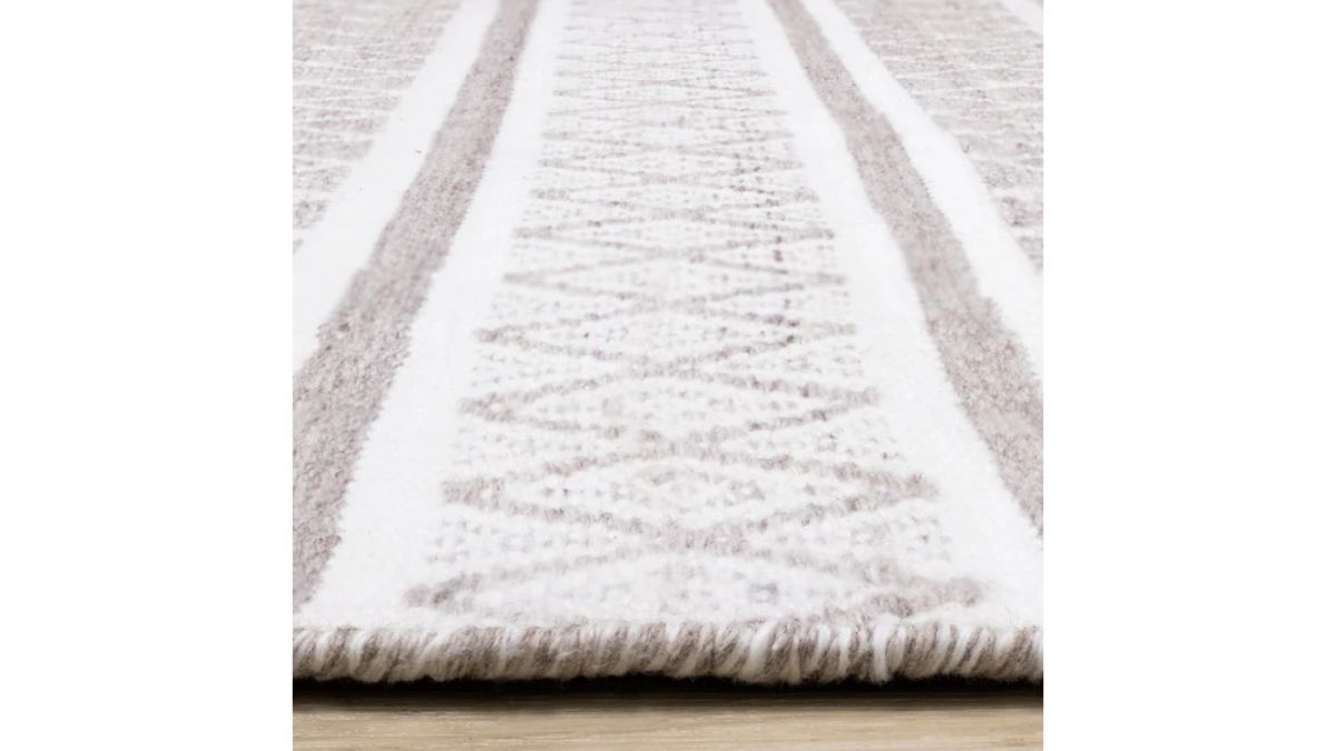 Aspen Grey Cream Striped Diamond Pattern Rug