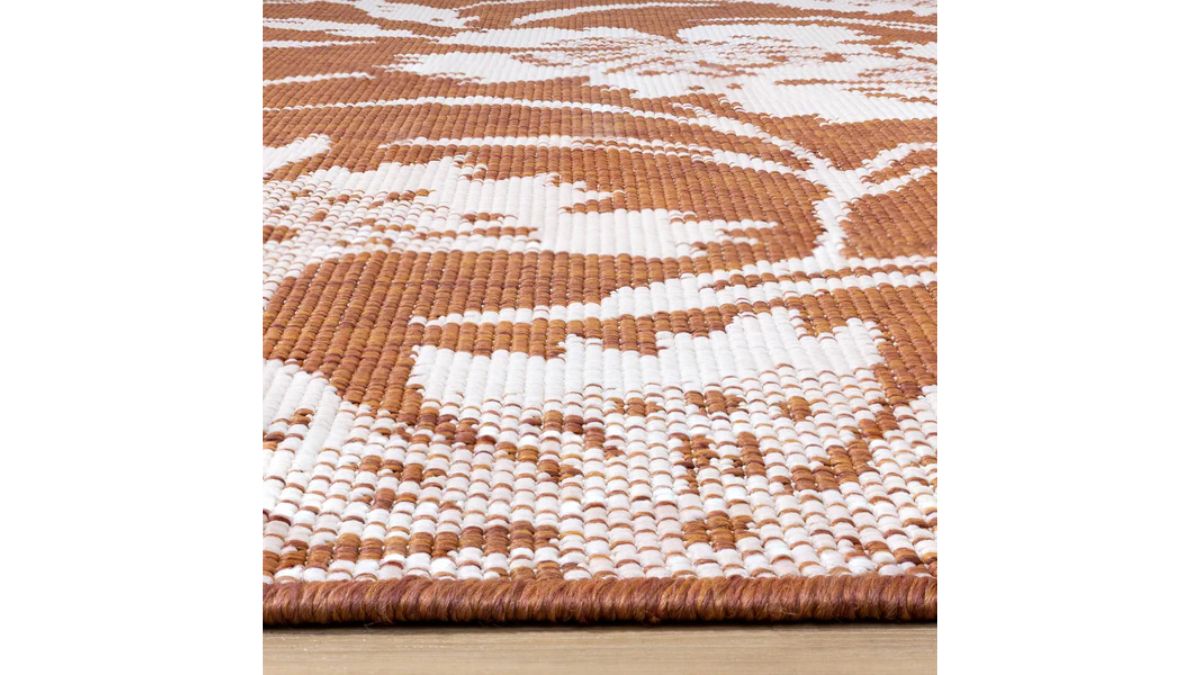 Bristol Orange Cream Floral Pattern Rug