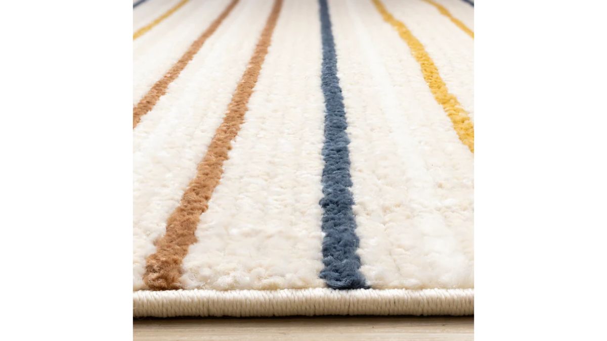 Nala Cream Yellow Oxblood Green Blue Striped Rug