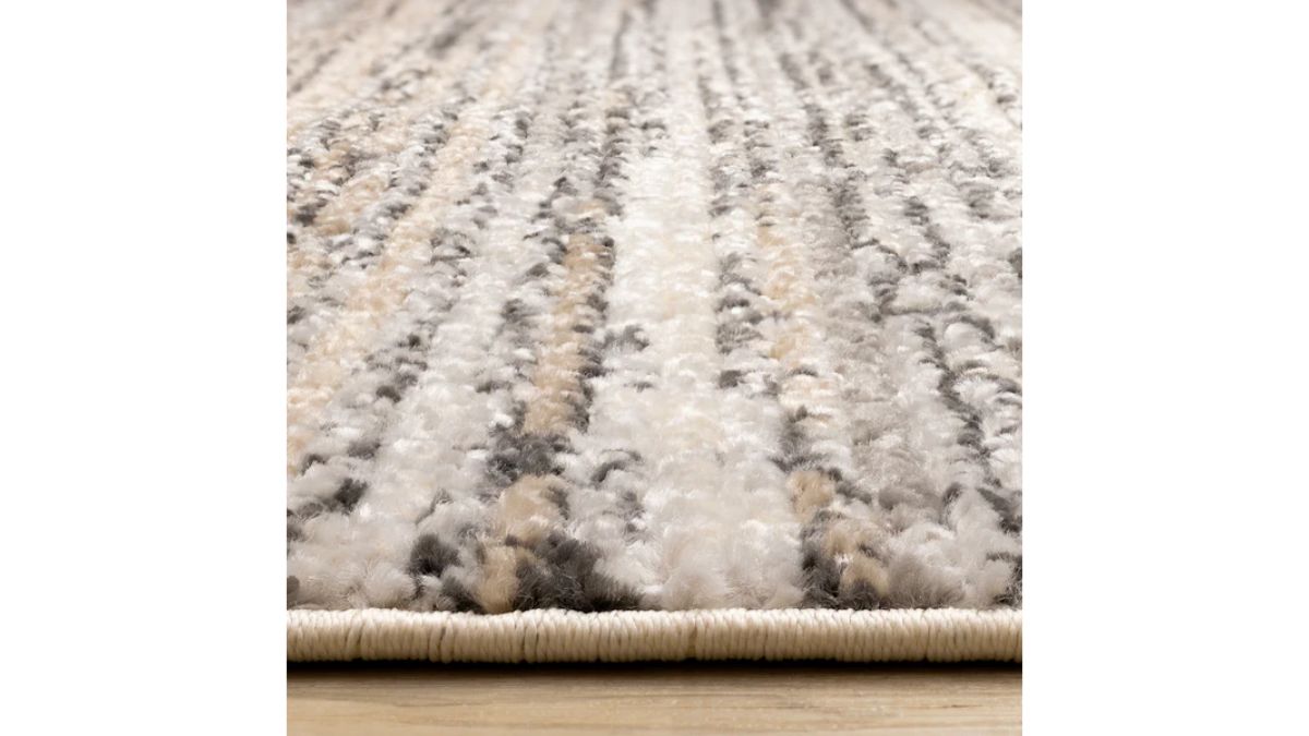 Nala Crean Grey Black Beige Distressed Lines Rug