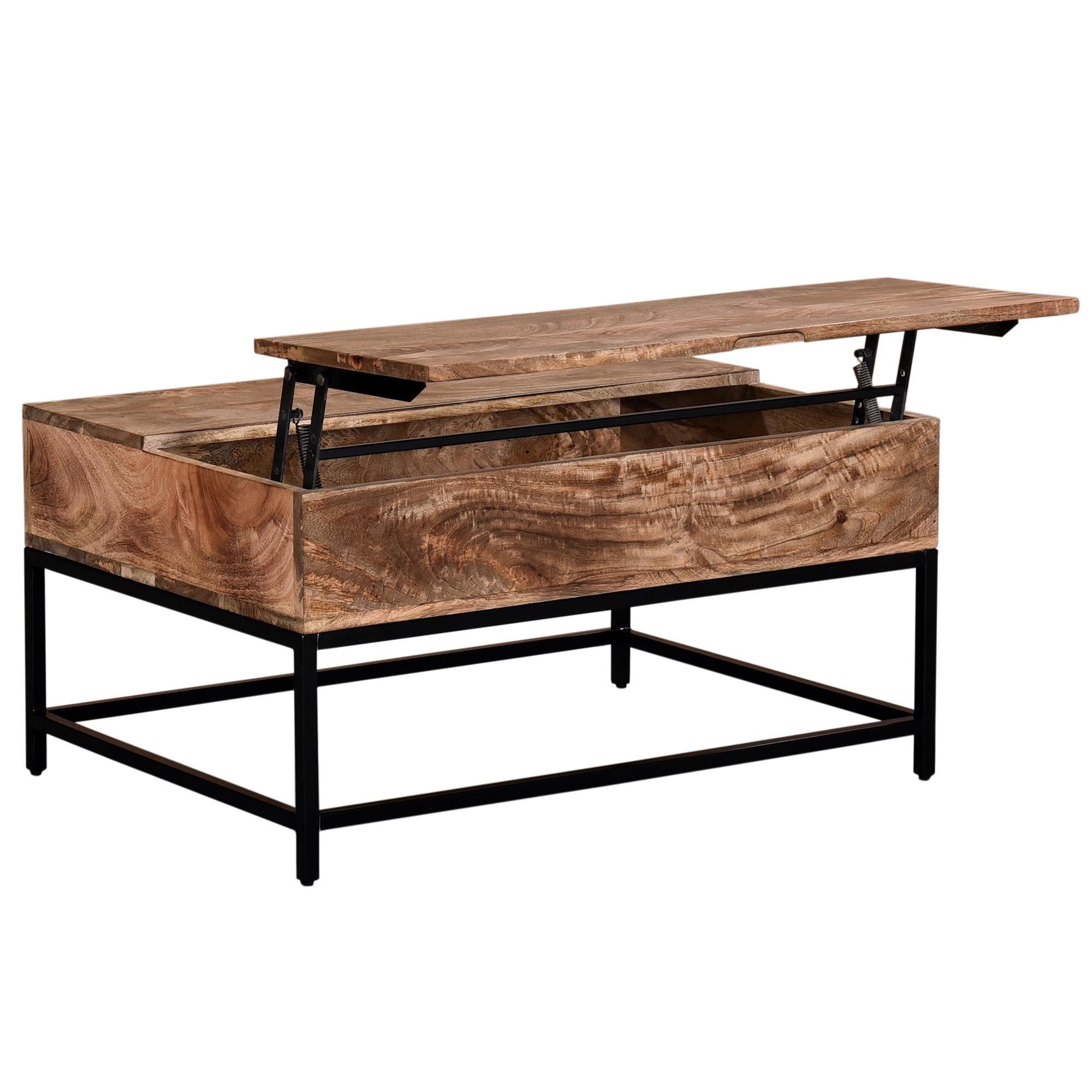 !nspire Ojas 301-513NT Lift-Top Coffee Table - Natural Burnt and Black IMAGE 1