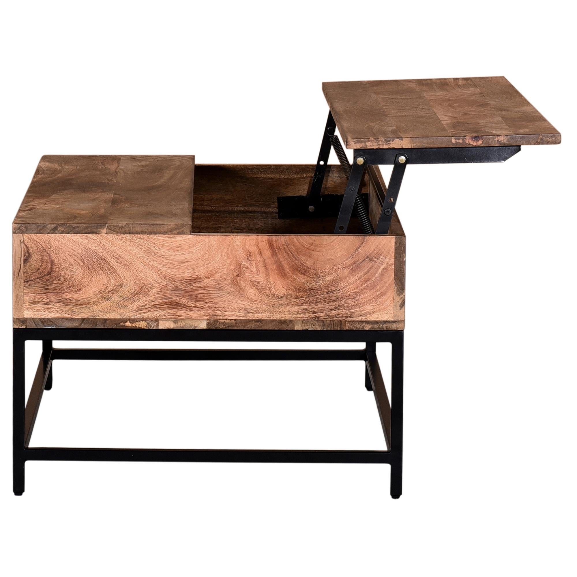 !nspire Ojas 301-513NT Lift-Top Coffee Table - Natural Burnt and Black IMAGE 5