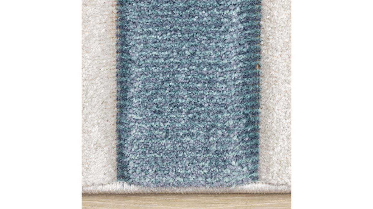 Folio Blue White Banded Rectangle Pattern Rug