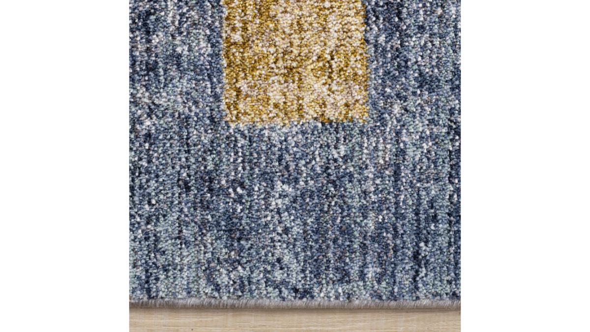 Muse Orange Red Blue Yellow Beige Layered Brick Design Rug