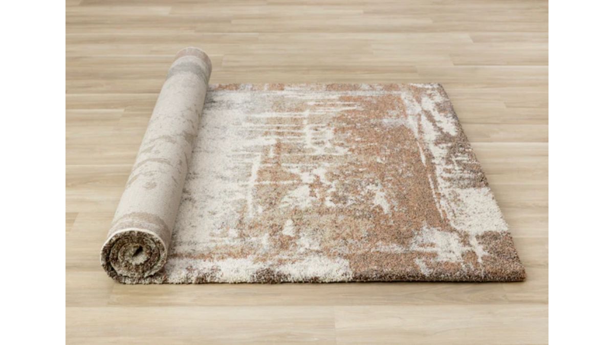 Marquis Orange White Beige Green Organic Distressed Design Rug