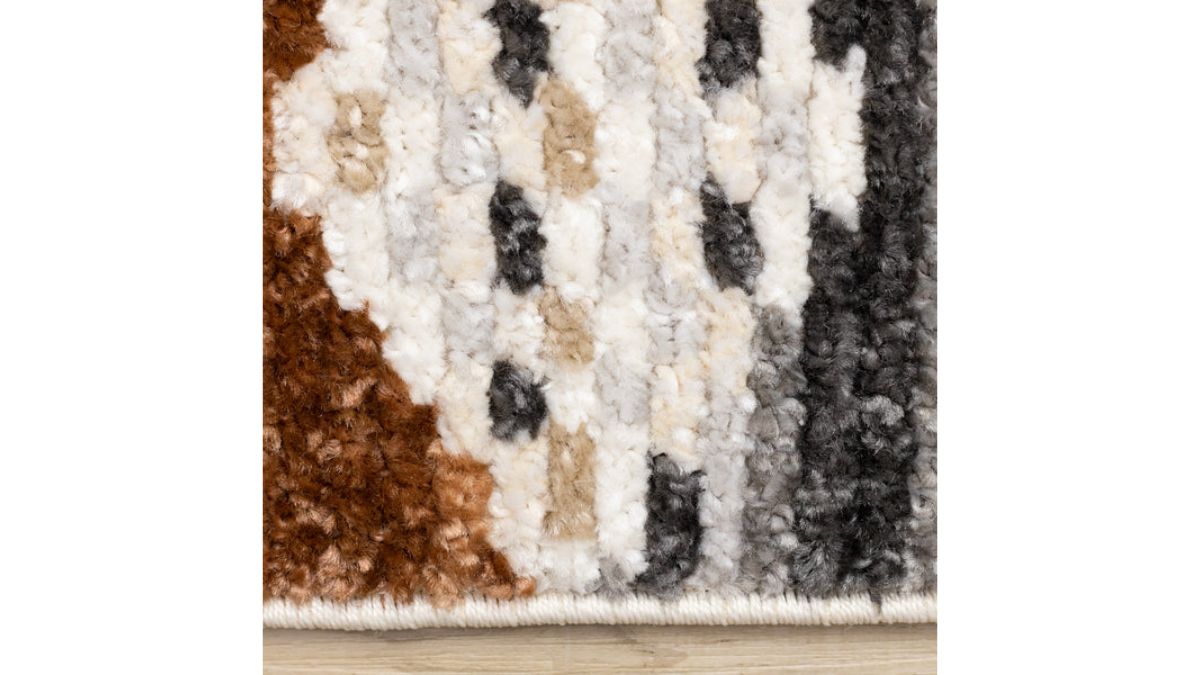 Nala Cream Grey Oxblood Striped Rows Southwestern Pattern Rug
